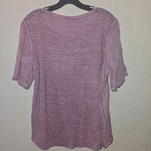 Chicos Linen Blend Paisley Embroidered Tunic Top Lavender Womens Size 1 8/10
